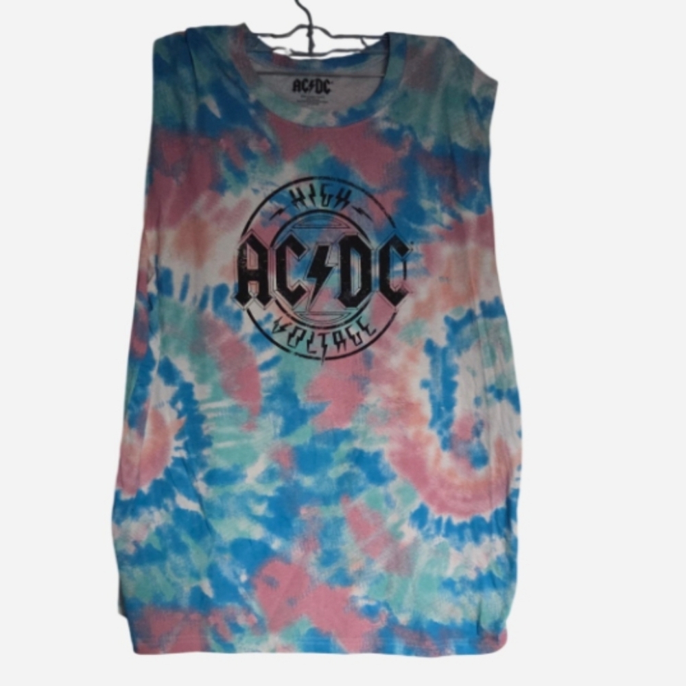 AC/DC  Mens  Muscle Shirt High Voltage Tie-Dye Tank Top Size XL